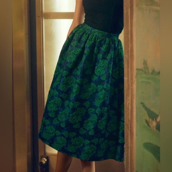 Anthropologie Sunday in Brooklyn Blue and Green Floral A-Line Skirt Size M - Picture 12 of 13